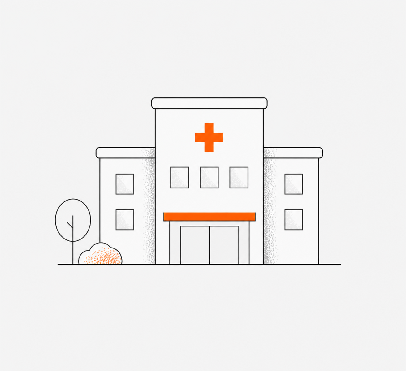 Doctor walking through a sunlit modern hospital corridor